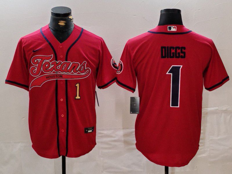 Men Houston Texans #1 Diggs Red Joint Name 2024 Nike Limited NFL Jersey style 2->houston texans->NFL Jersey